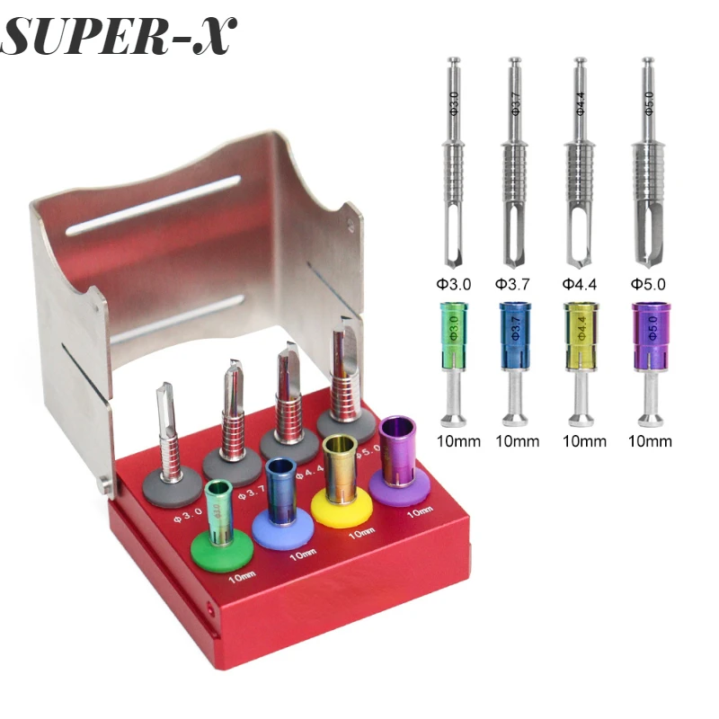 

SUPER-X 8pcs/1set Dental Bone Collector Positioning Guided Kit Self Grinding Bone Drill for Dental Implantation Tools