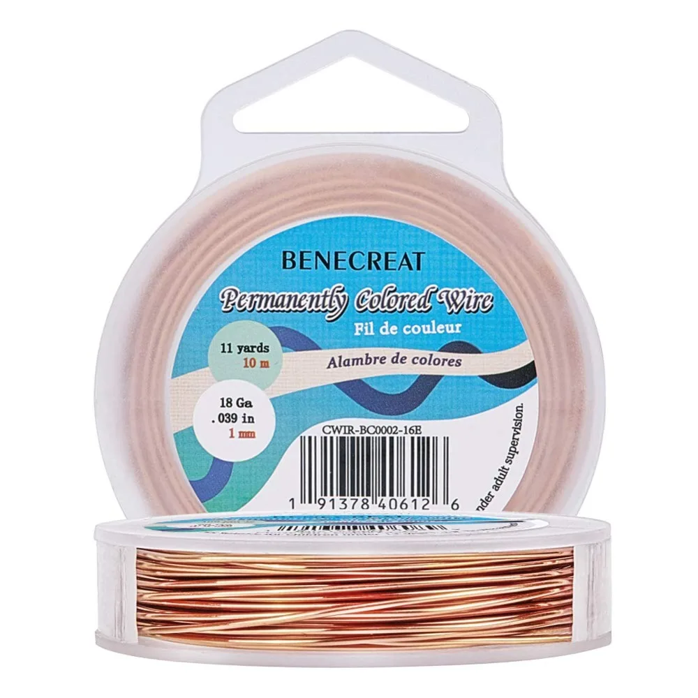 18 Gauge Bare Copper Wire with Oil Coated Solid Copper Wire for Jewelry Craft Making 33-Feet/11-Yard