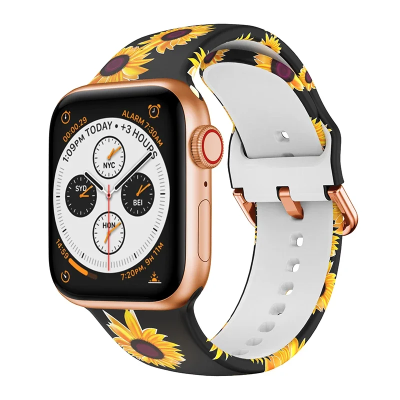 سيليكون مطبوع لحزام الساعة ، سوار رياضي ، سلسلة iWatch 9 ، 8 ، 7 ، 6 ، 5 ، 4 ، 3 ، Se ، Ultra 2 ، 49 حزام ، 44 Apple ، 41 ، 45 ، 42-40