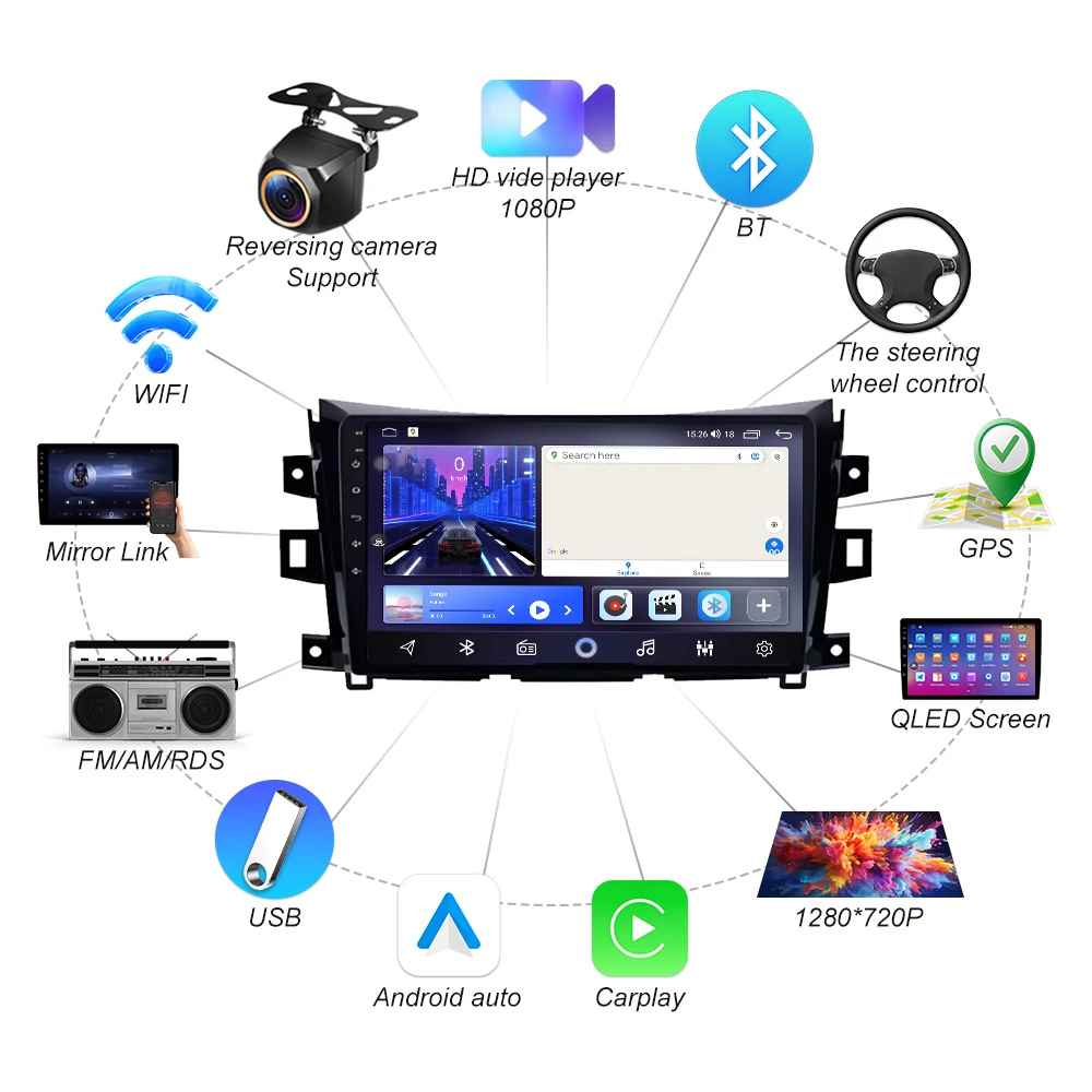 10 Inch Carplay Android 16 For Nissan NAVARA Frontier NP300 2015 - 2024  Car Radio Stereo Multimedia Video Player 5G GPS