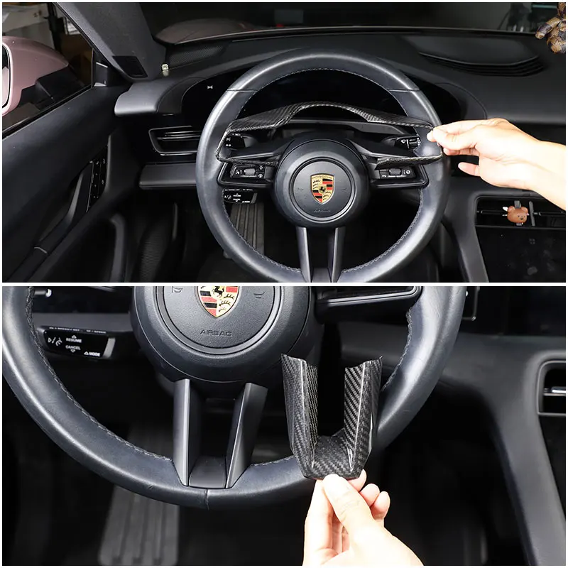 

For Porsche 911 2019-2023 Real Carbon Fiber Car Steering Wheel Frame cover Trim sticker Car Accessories