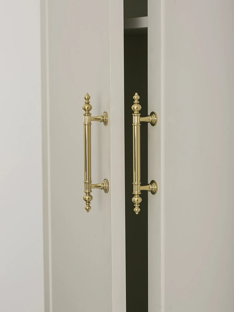 

Furniture Hardware Shining Gold Solid Brass Wardrobe Door Handle Ball Handle Cabinet Kitchen Drawer Shoe Cabinet Long Handles