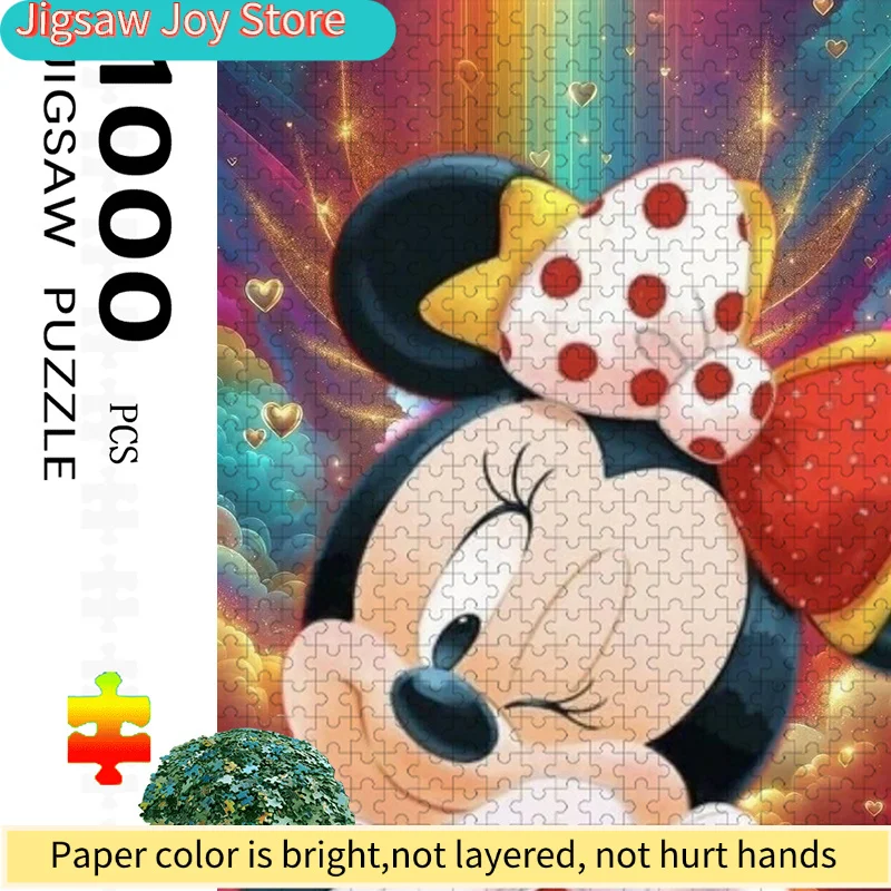 لغز ديزني ميني ماوس مناسب للأعمار - نشاط عائلي كبير وممتع وشاق - قطع بازل مقاومة للخدش، ملونة