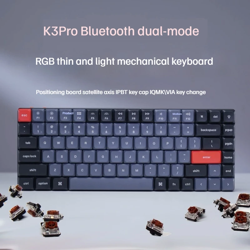 Keychron K3pro Wireless Bluetooth Dual Mode Mechanical Keyboard Hot Swappable Ultra-Thin Low Axis Multi-Platform Compatible