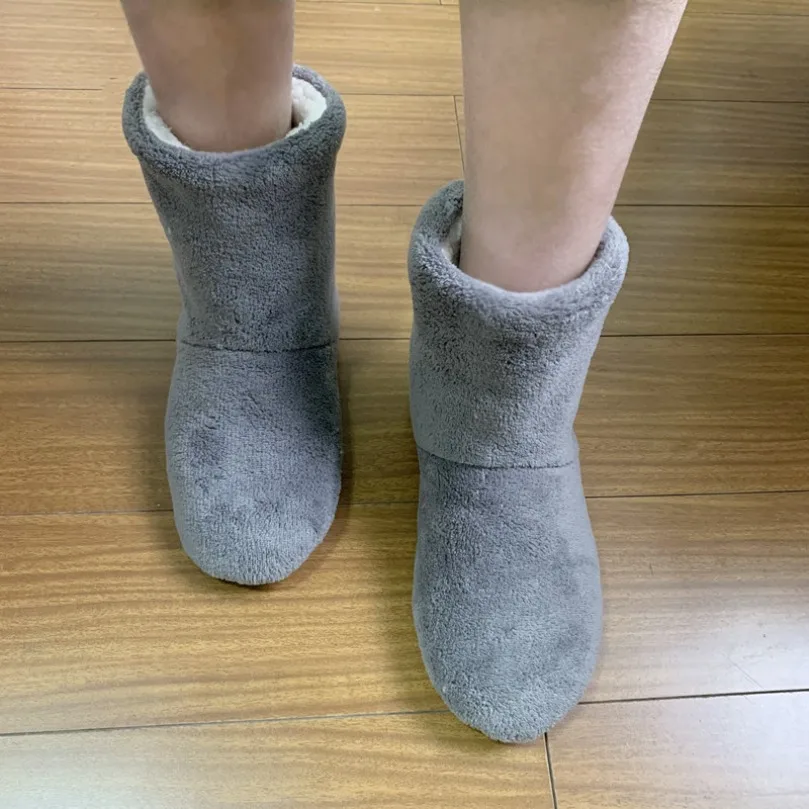 Home Slipper Boots Womens Winter Plush Anti Skid Grip Indoor Fluffy Warm Female House Shoe Men Male Fuzzy furry High Tube