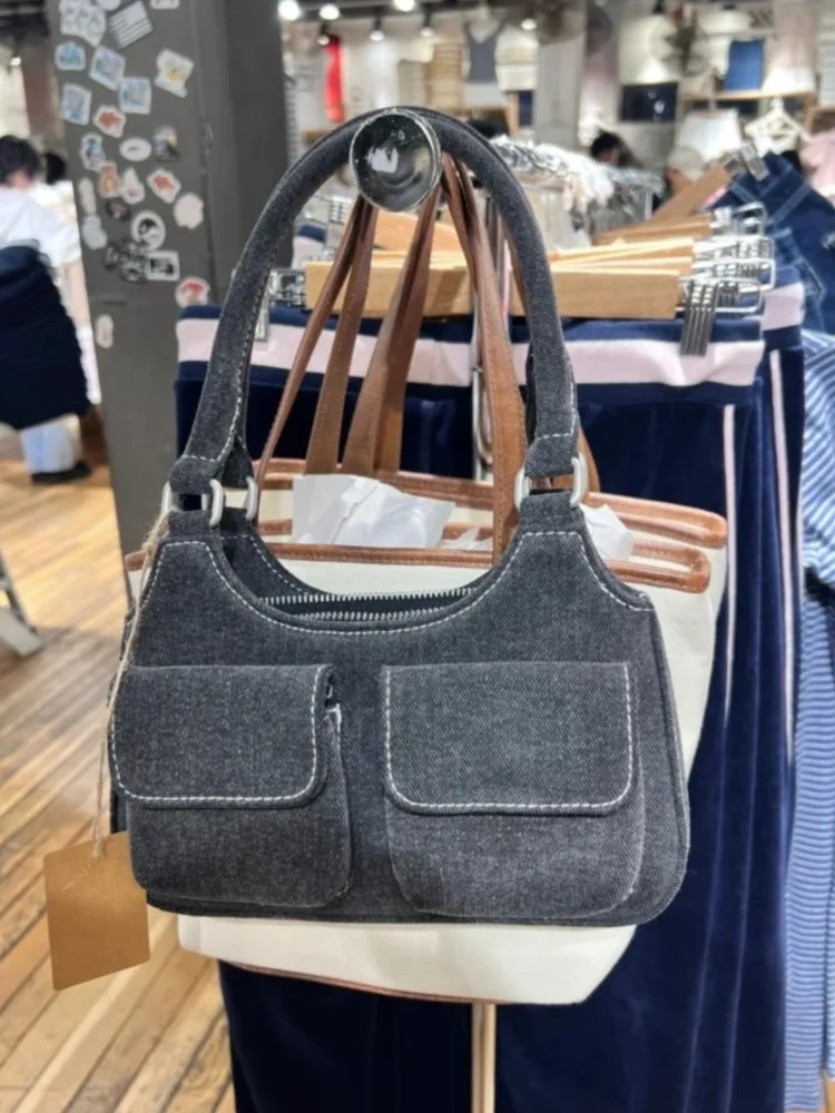 

Denim Shoulder Bag Women New Cute Pockets High Zipper High Quality Ladies Bags Streetwear Chic Preppy Style Vintage Handbags Y2K