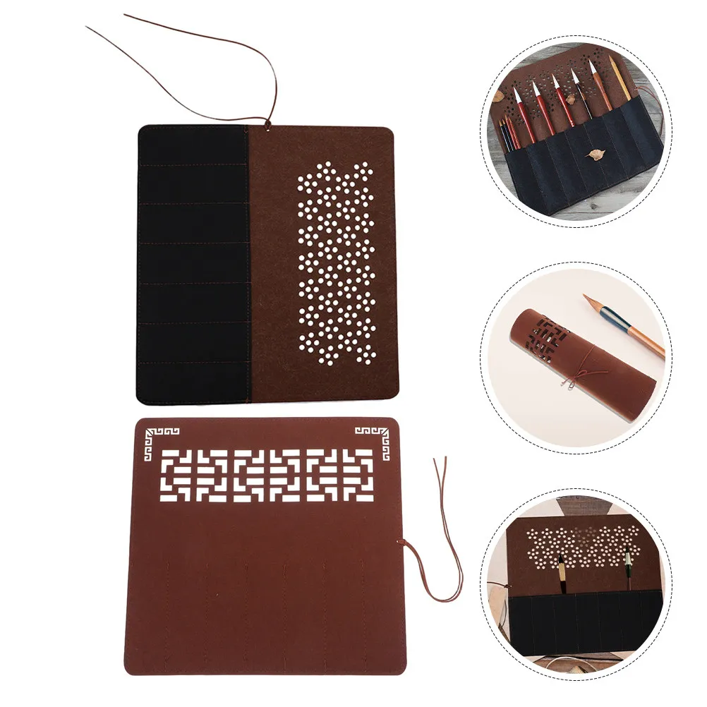 

Набор из 2-х тканевых пеналов-роллов для канцелярских принадлежностей, амортизирующий войлочный чехол для ручек, каллиграфических кистей, для использования на улице