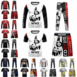 Kids MMA Sportswear Muay Thai Jiu Jitsu Rashguard Training Gym Clothing Boys Children Basketball Running Boxing Set Tracksuit