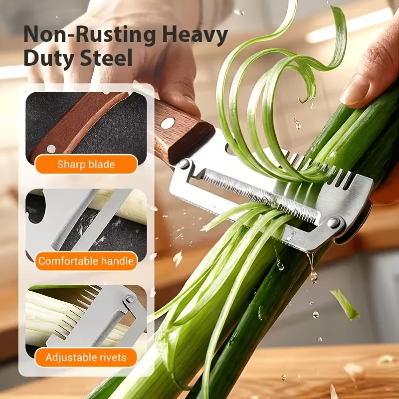 Wooden Multi Functional Vegetable Peeler With Ergonomic Handle For Peeling And Slicing Fruits And Vegetables Durable Smooth