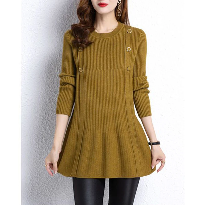 Autumn Winter Women Korean Fashion Elegant Plush Thick Warm Knitted Sweater Casual Long Sleeve Loose Tunic Pullover Tops Jumpers