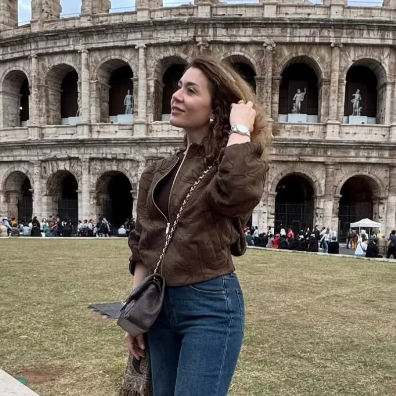 Suninheart 2025 feminino camurça falsa bordado jaqueta bomber vintage manga longa o pescoço solto outerwear curto outono inverno casaco