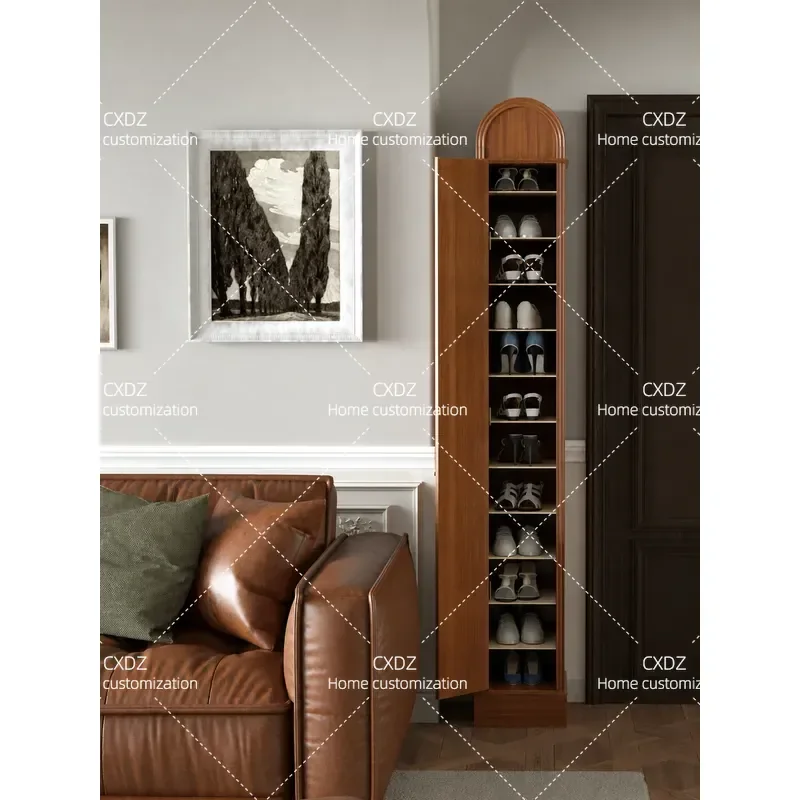 All Solid Wood Intelligent Disinfection Deodorization Ultra Narrow Shoe Cabinet Space Saving Vertical Storage for Small