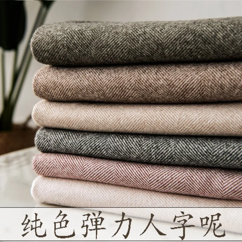 

Herringbone Pattern Woolen Cloth Clothing Fabric Clothes Coat Pants Autumn and Winter Thickening Wool-like Single-Sided