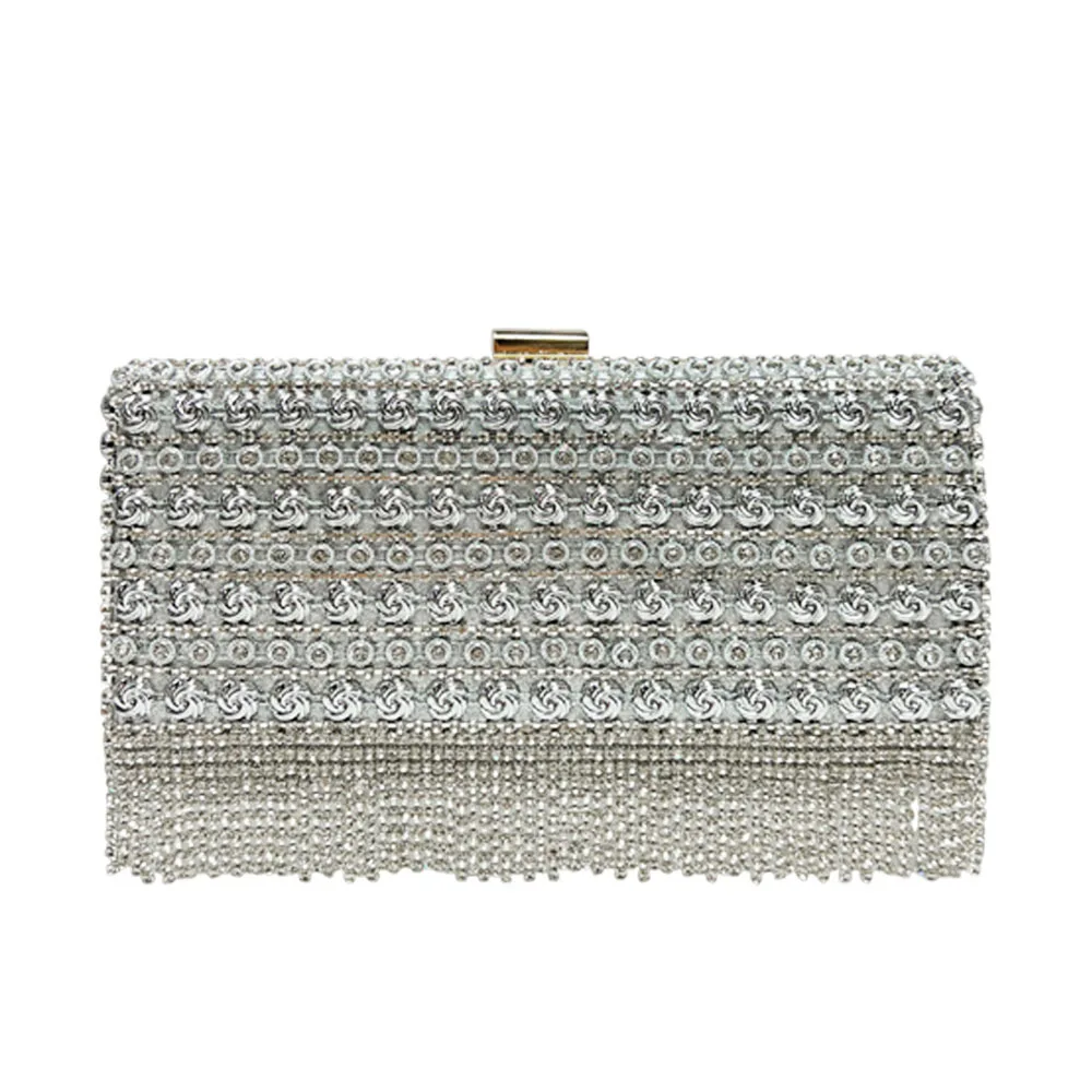 J52 Sweet Memory Crystal Beaded Clutch Handbag Wedding Party Dress Glamorous Evening Bag