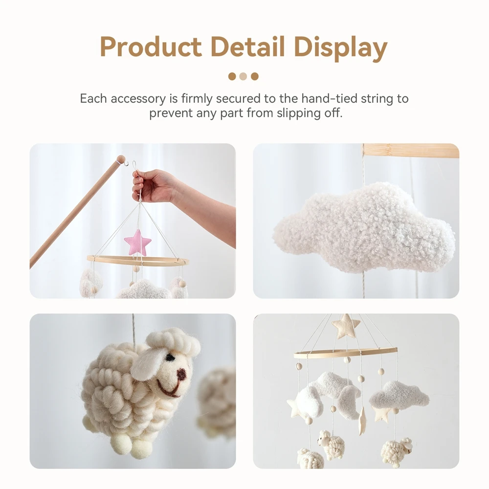 Baby Holz Bett Glocke Halterung Set Neugeborenen Häkeln Bett Glocke Hängen Spielzeug 0-12 Monate Bett Glocke Halterung Holz mobile Baby Rassel Geschenk