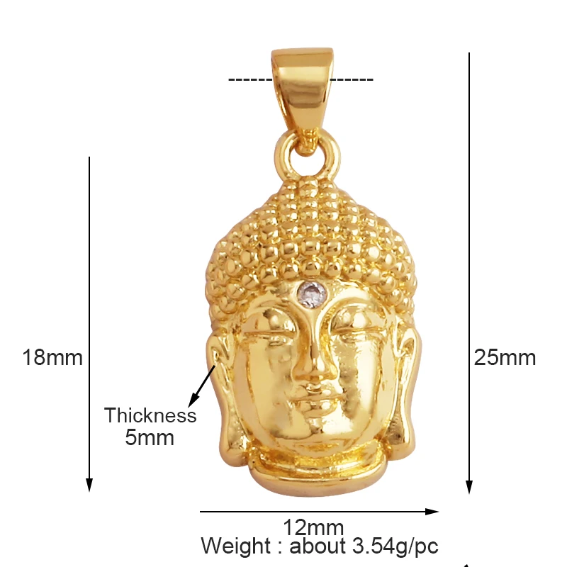 Maitreya Sakyamuni-Pendentif à breloque bouddha religieux, micro pavé clair, cubique contre-indiqué, collier en or 18 carats, bijoux faits à la main, L02