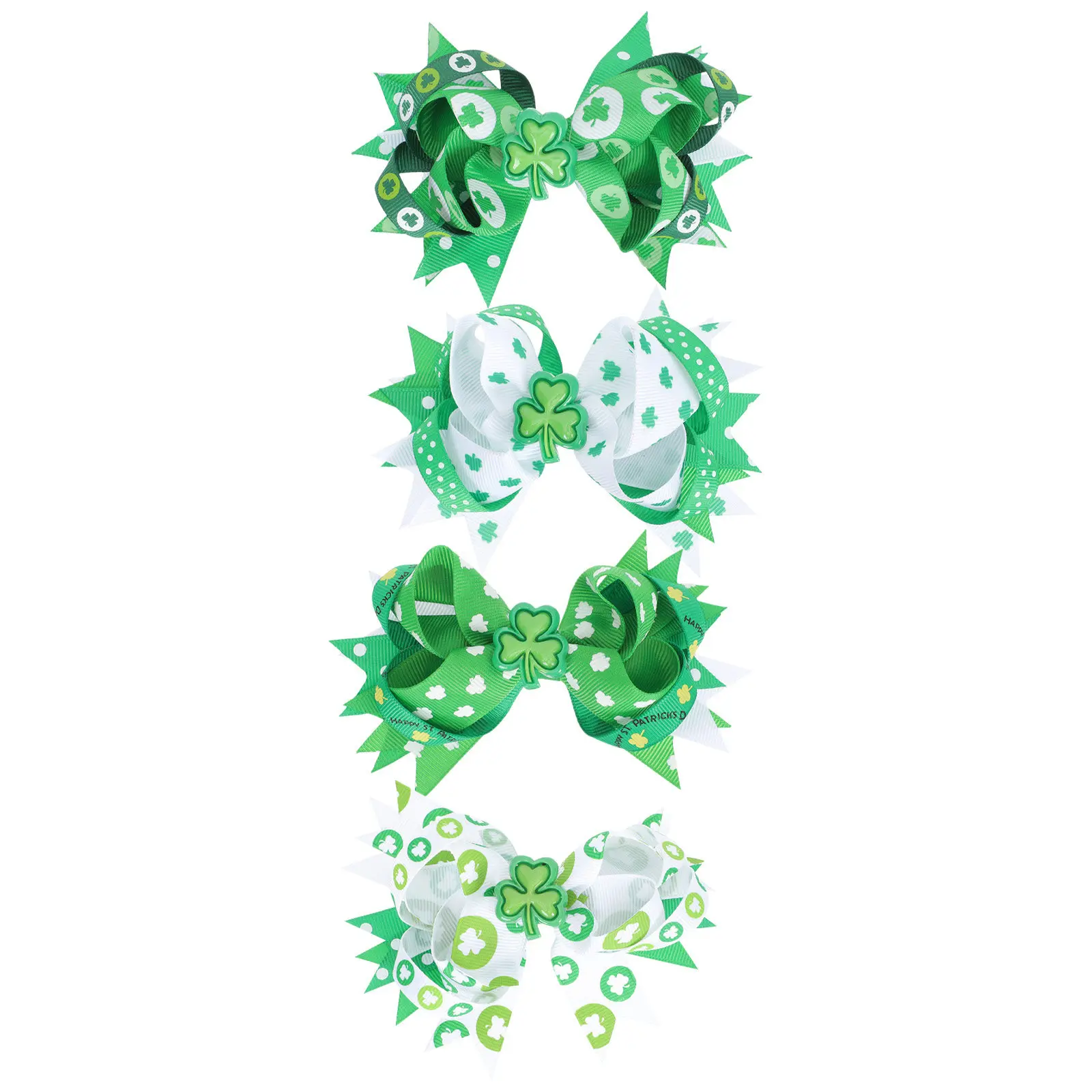 

Набор из 4 заколок для волос с бабочками и бантиками, с лентами, для детей, для праздников и вечеринок, с декором в виде клевера, на День Святого Патрика