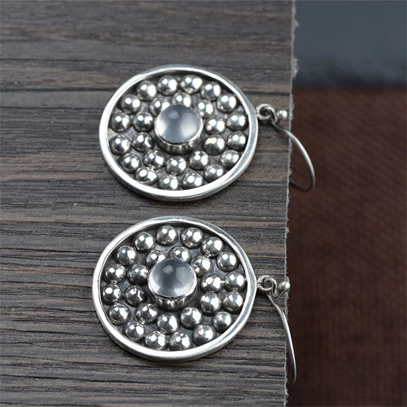 

1Piece Swelling Women Exotic Moonstone Jewelry Sets Unusual 925 Silver Medals Earrings Pendants Necklaces NO Chain Rare Stocks