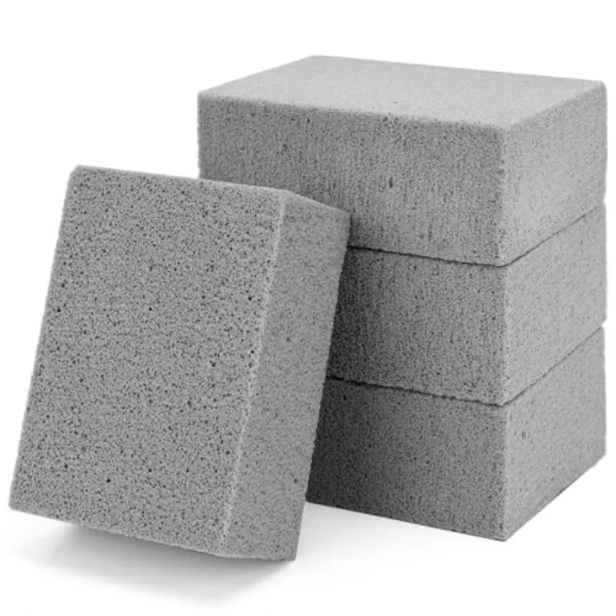 4 Pack Grill Cleaning Bricks, Pumice Stone for Cleaning Oven, Stove, BBQ Grill, Commercial Grade Cleaner for Cookers, Frying Pa