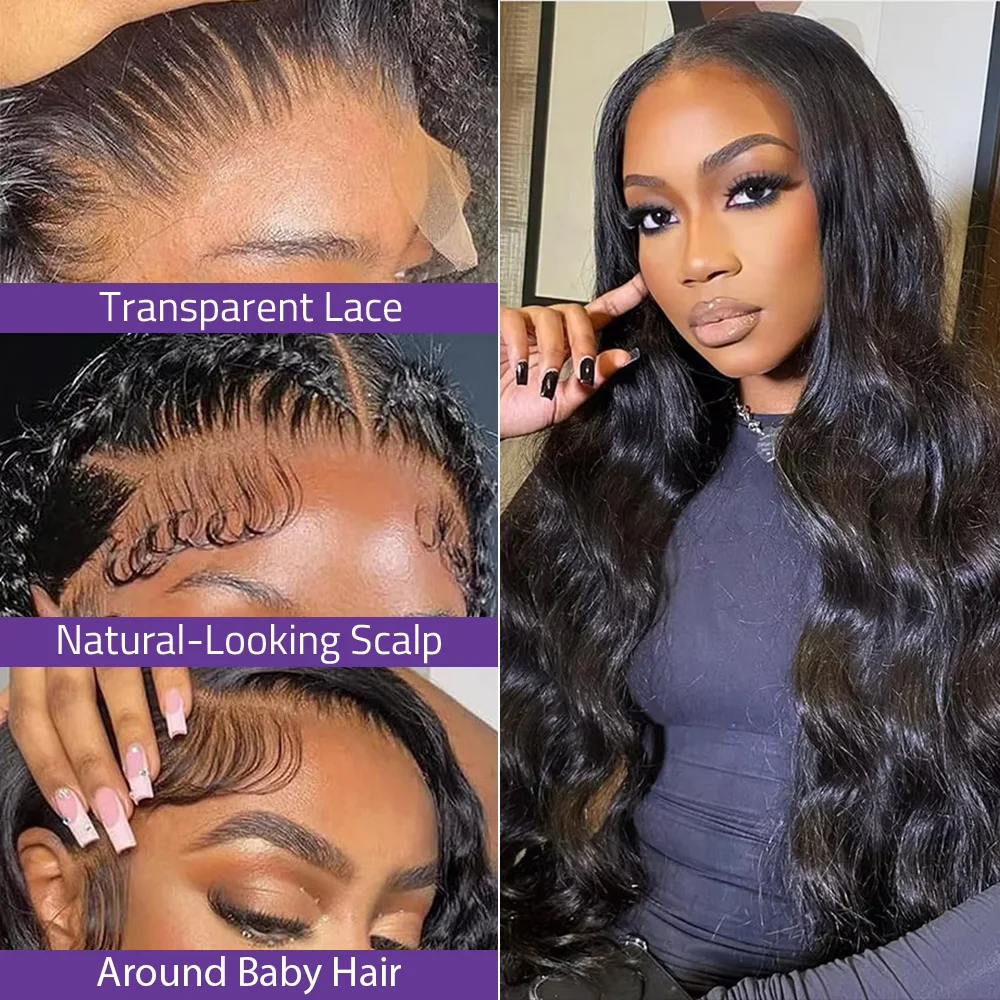 200 الكثافة الطبيعية الجسم موجة 5x5 غلويليس الدانتيل شعر مستعار أمامي البرازيلي 13x6 HD الدانتيل الشفاف أمامي خصلات الشعر المستعار الإنسان للنساء