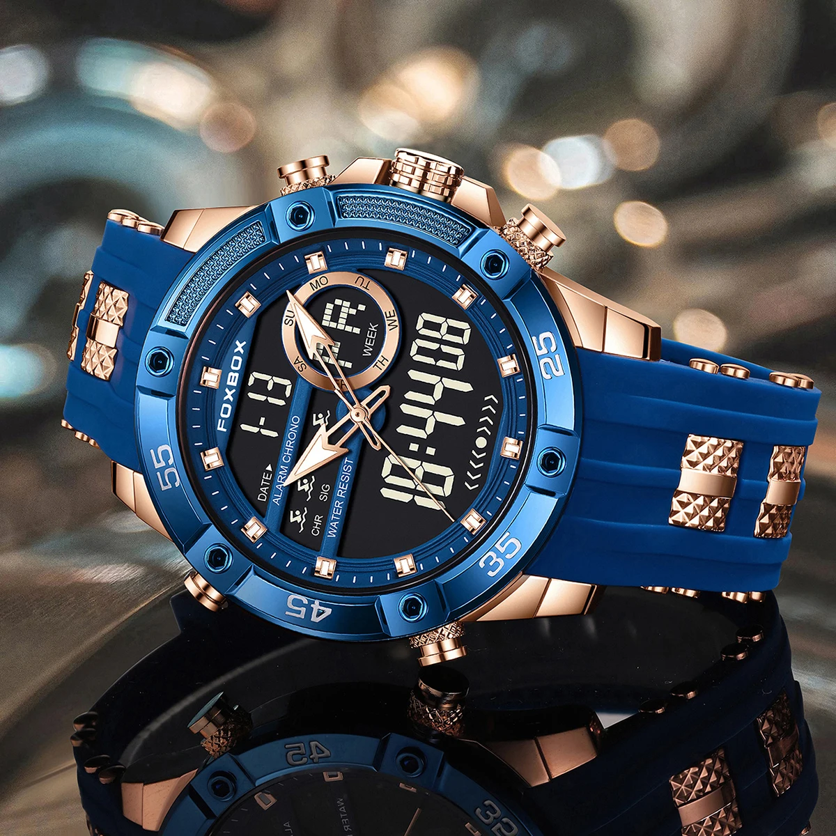 FOXBOX New Luxury Men‘s Watch LIGE Brand Fashion Digital Watches Men Gifts Waterproof Multifunctional Quartz Wristwatches Reloj