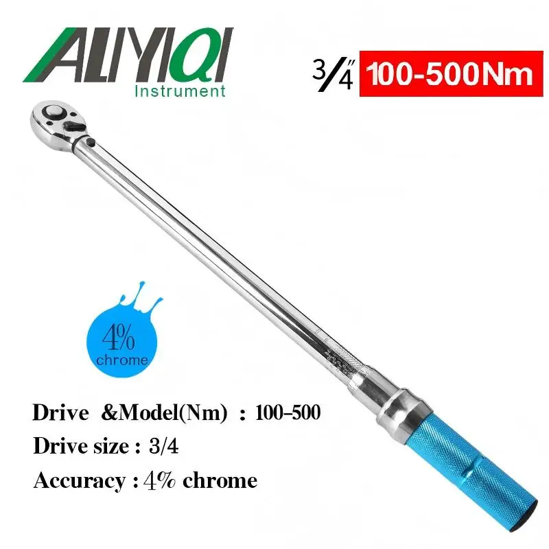 ALIYIQI AYB 100-500N 3/4 Preset Torque Wrench 4% Chrome Hand Spanner Ratchet  High Precision Tool