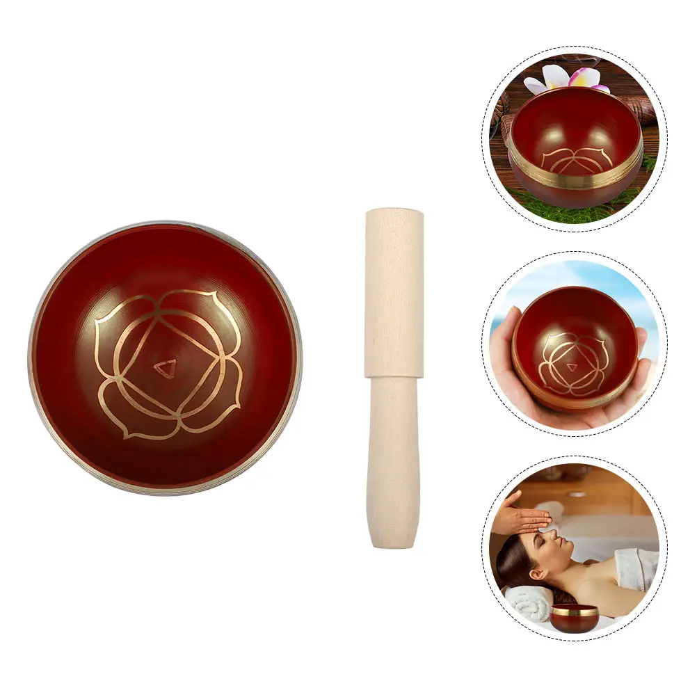 

Yoga Meditation Bells Copper Craft Singing Bowl Decor Manual with Wood Rod Home Decoration