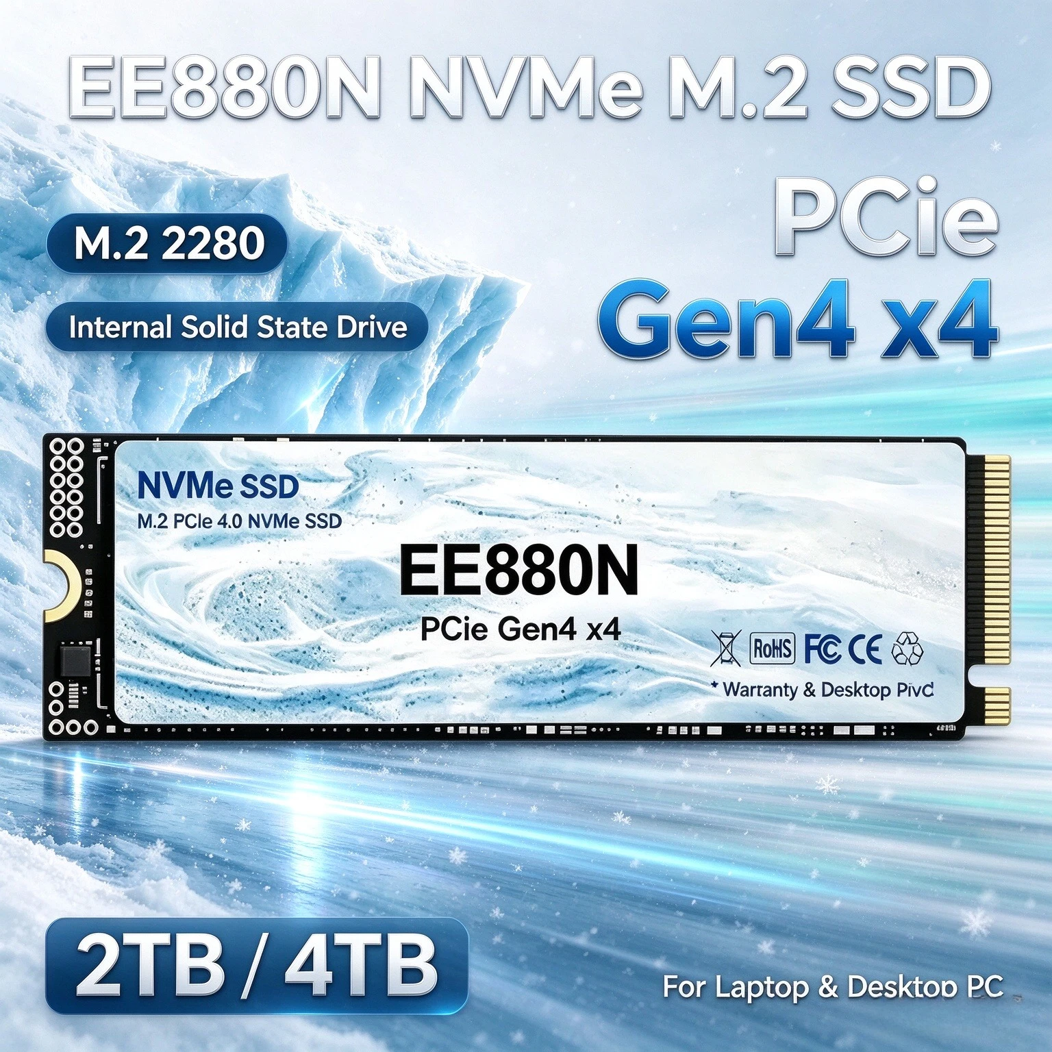 EE880N M.2 SSD Hard Disk 2TB 4TB  NVMe M2 SSD PCIe 4.0 Internal Solid State Drive For Laptop Desktop PC