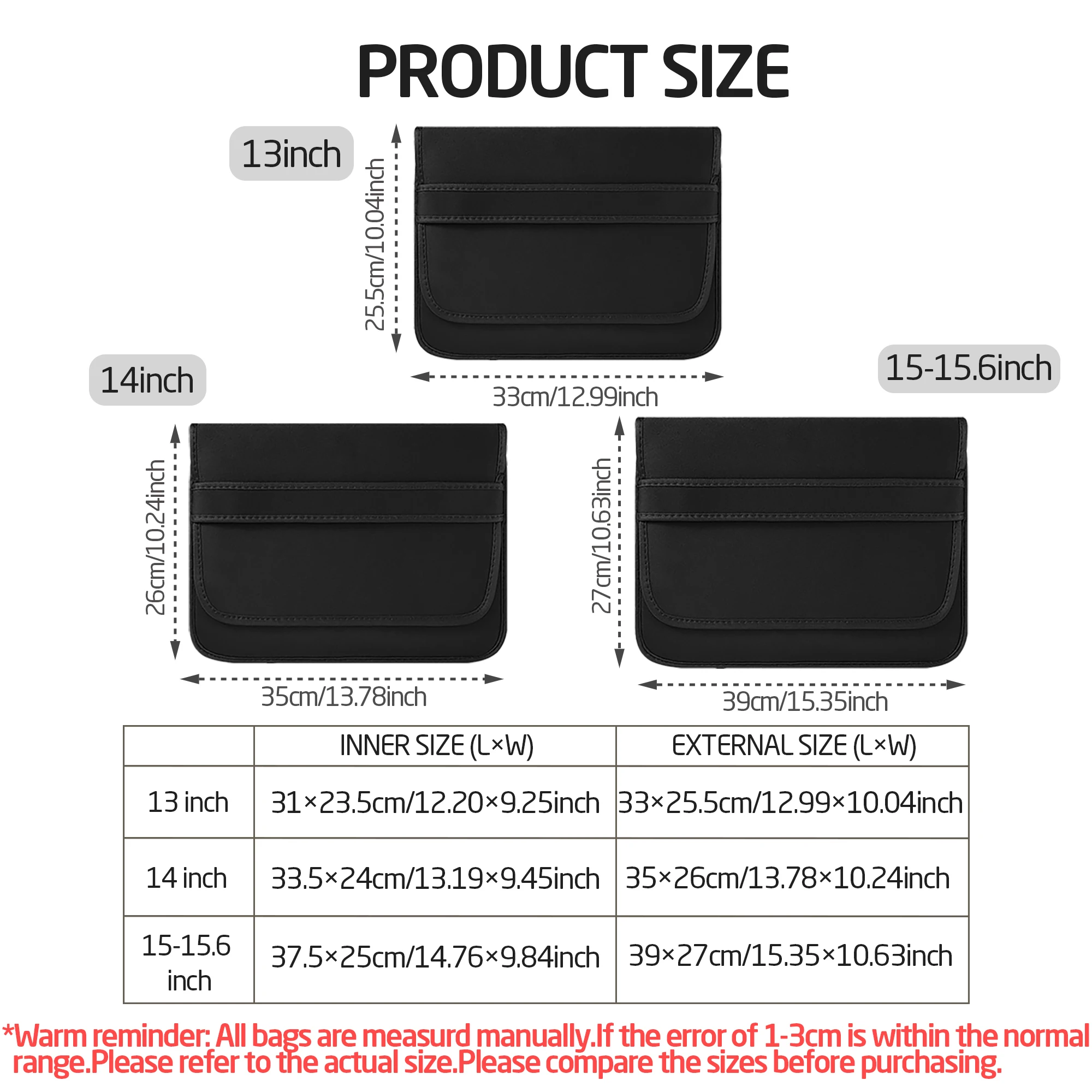 Laptop Sleeve 13 14 15-15.6 Inch for MacBook Air Pro Dell HP Lenovo, Slim Portable Computer Bag with Mouse Pad Function for Work
