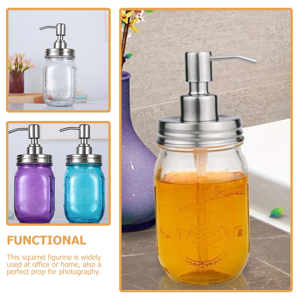 

4 Pcs Soap Dispenser Pump Head for 70MM Mason Jar Lotion Lid Hand Bottle Stainless Steel High Efficient Press Design