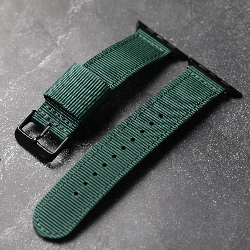 Suitable for Apple watch band, nylon black green 49MM 45MM 44MM 42MM 41MM 40MM casual style ultra2 S8 S9 bracelet