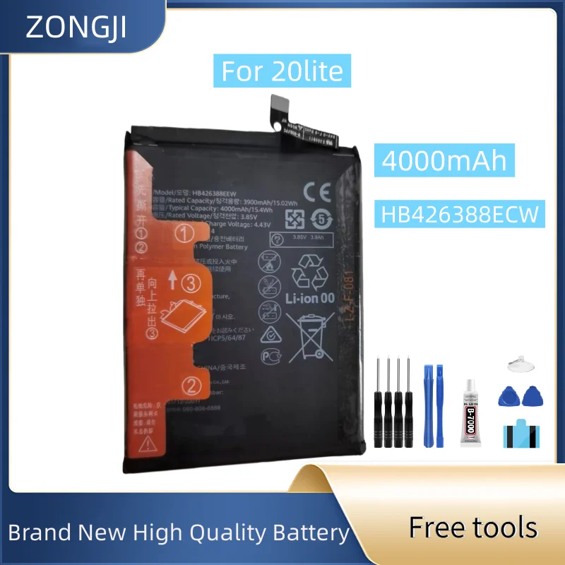 

New Battery HB426388ECW 4000mAh For 20 lite Mobile Phone Battery + Free Tools
