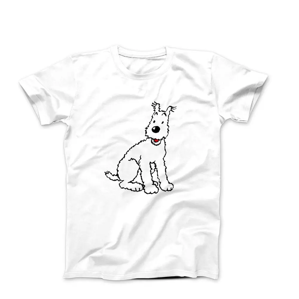 Snowy, Wire Fox Terrier Illustration T-Shirt High Quality 100%Cotton Short Sleeve