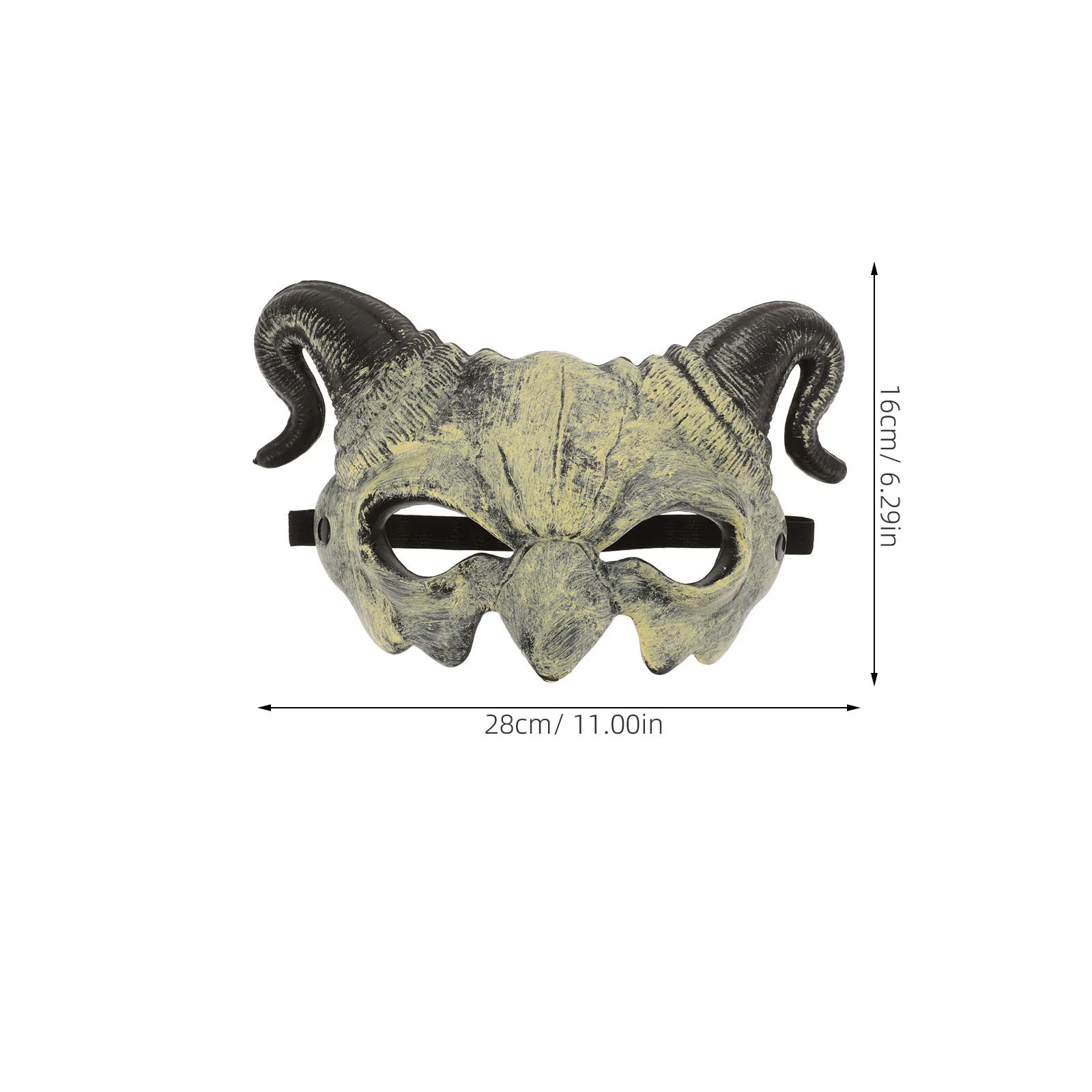 Maschera mezza faccia in corno da diavolo Spaventoso costume da festa di Halloween Cosplay Maschera fantasma Novità Carnevale Prop Beige Gioco di ruolo