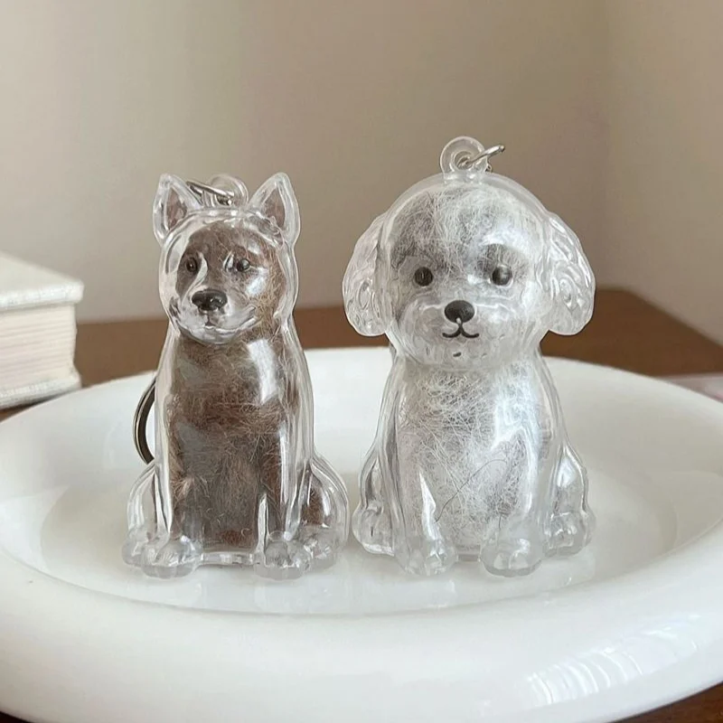 الكلب الشعر جمع قلادة صندوق تخزين الشعر حقيبة سحر الحيوانات الأليفة لطيف سلاسل المفاتيح واضح الاكريليك شعر الحيوانات الأليفة كبسولة تذكارية DIY بها بنفسك الهدايا #2