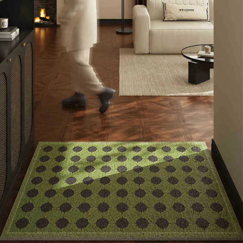 

Green Welcome Mat Doormat Absorbs Dirt Door Mat Non-Slip Floor PVC Doormat Cuttable Hallway Mat