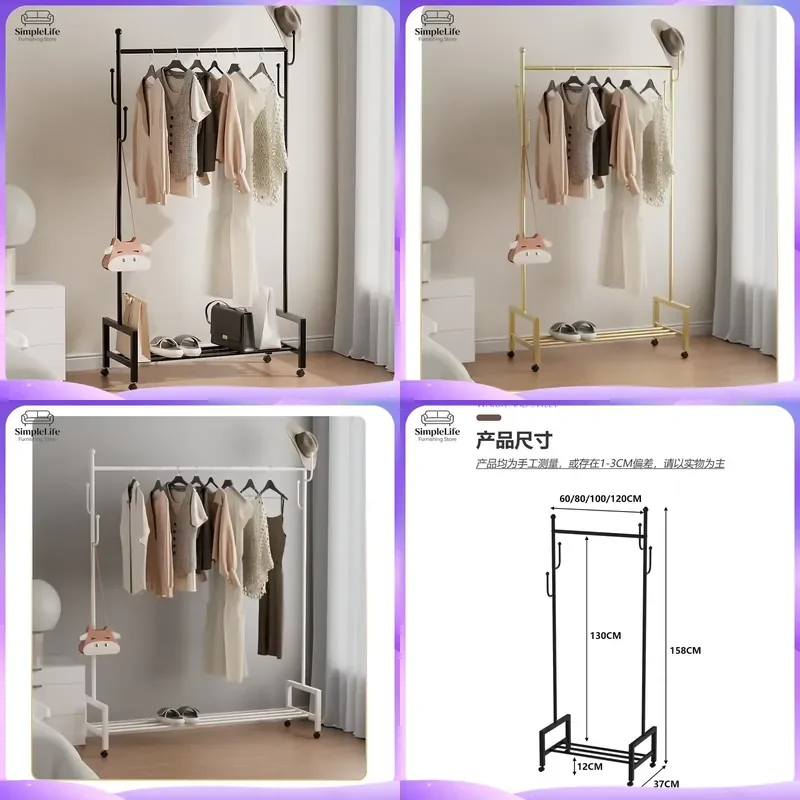 Modern Metal Coat Rack Stand Floor Standing Clothes Hanger Hat Hook Organizer for Living Room Entryway Bedroom Furniture