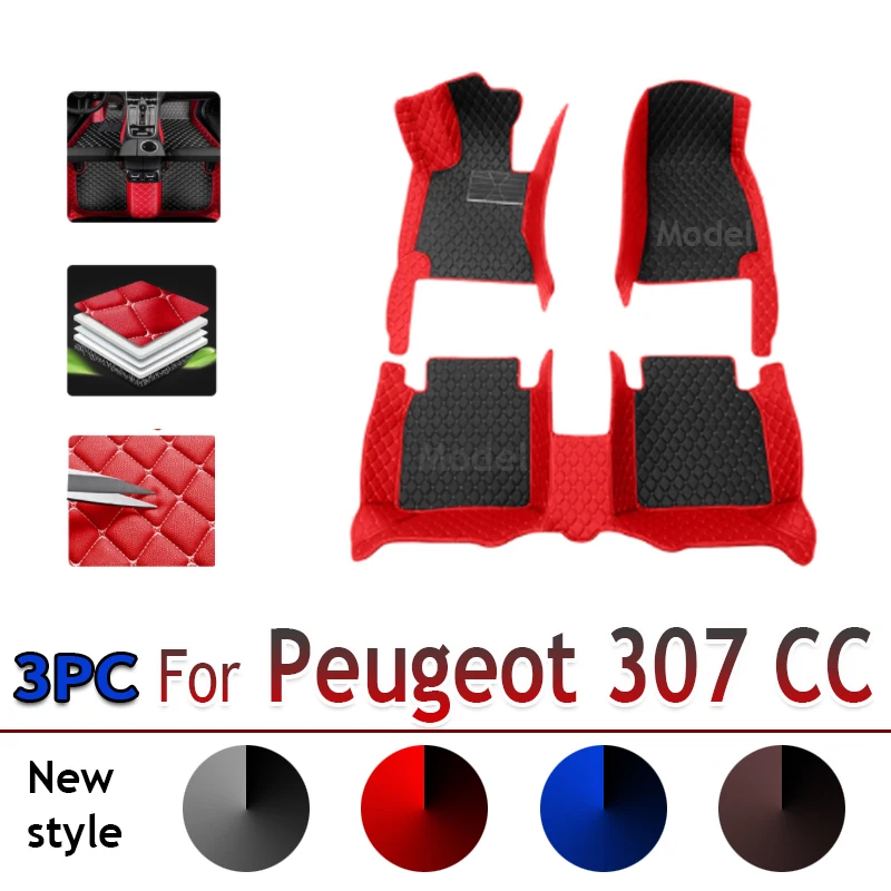 Car Floor Mats For Peugeot 307 CC 2003-2010 DropShipping Center Interior Accessories 100% Fit Leather Carpets Rugs Foot Pads