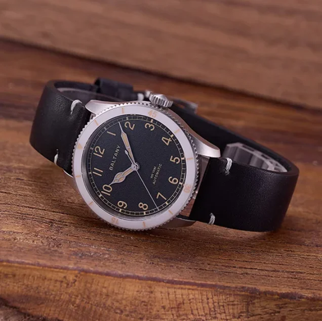 Baltany Men Automatic Watch Pilot 38mm Wristwatch Sapphire Mirror 10ATM Waterproof C3 Luminous Military NH38 Ceramic Bezel