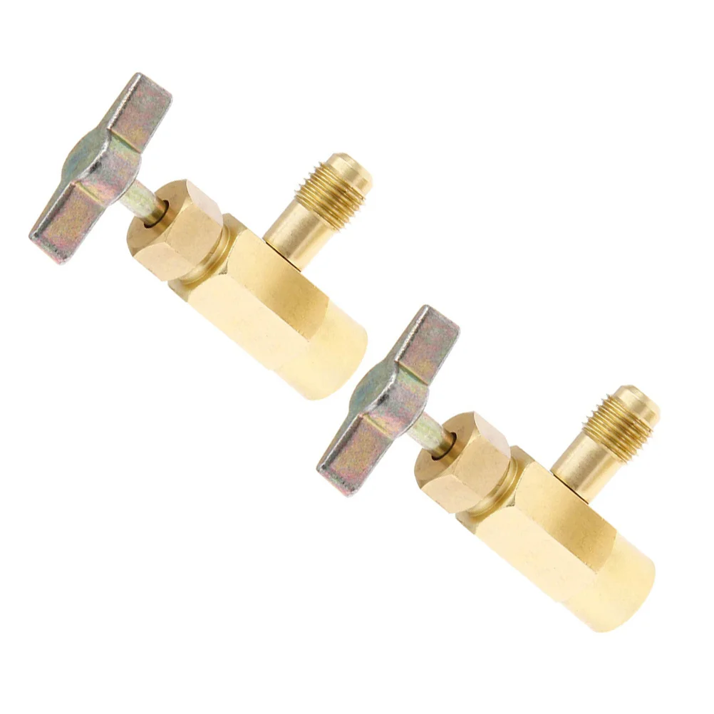 

2pcs Refrigerant Bottle Opener 1/2 Threaded Valve Self-Sealing Can Tap Tool For Automotive Air Conditioning Charging Metal
