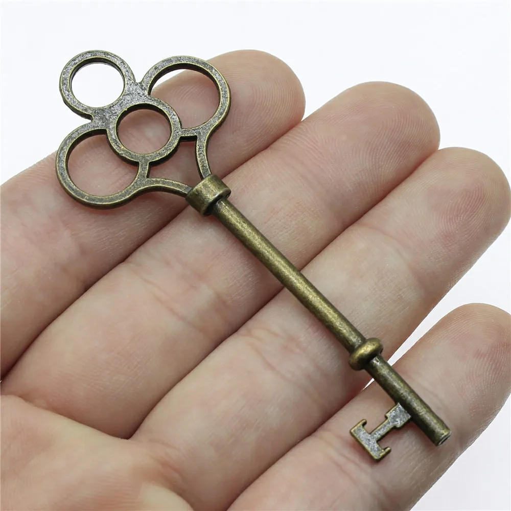 2pcs Charm Retro Key Vintage Big Key Charms Pendant For Jewelry Making Antique Bronze Color Key Charms 74mm