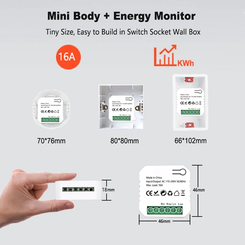 Tuya Smart Life Zigbee Switch Монитор электроэнергии Kwh Din-рейка 16A Таймер Розетка Мини-модуль работает с для Alexa