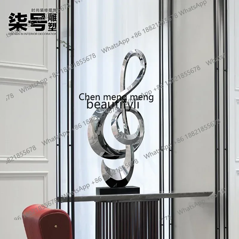 

D176 NEW Modern light luxury stainless steel music note sculpture hotel, entrance restaurant decoration, sculpture ornament