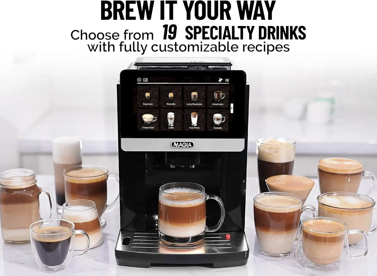 Máquina de café expreso totalmente automática con molinillo - 19 opciones de café personalizables - Limpieza automática para una fácil mantenimiento - Espuma de leche