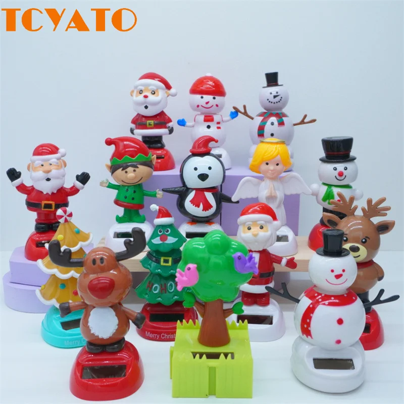 

TCYATO 1/3 шт. рождественские автоматические качающиеся куклы на солнечной энергии, креативные украшения для интерьера автомобиля и украшения для автомобиля