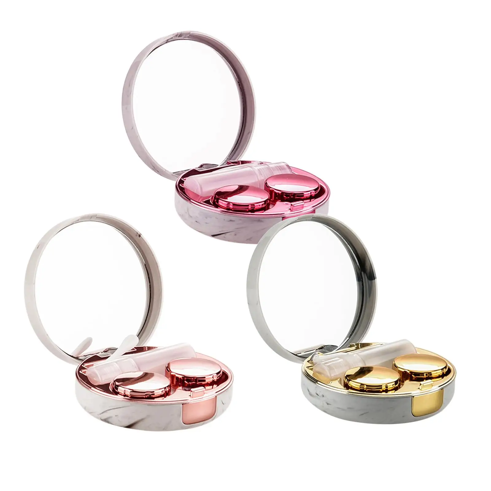 Compact Contact Lens Soak Storage Container with Tweezers and Mirror Portable Beauty Accessory for Daily Use