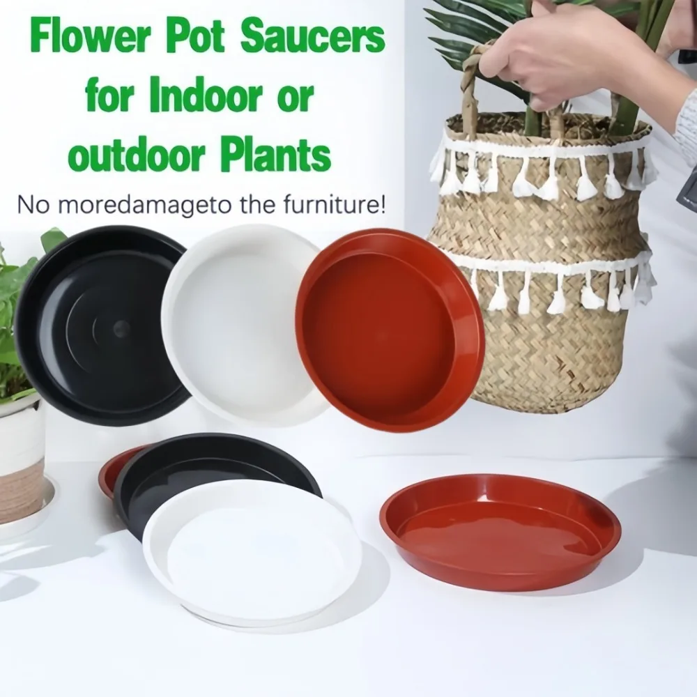 6pc Practical Garden Supplies Plant Round Trays Plastic Indoor Succulent Plant Drip Tray Multi-purpose for Gardening Accessories