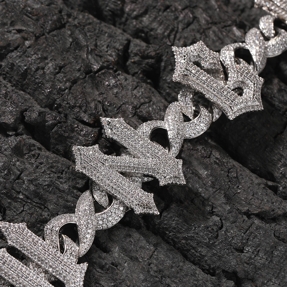 THE BLING KING Custom Spiny Letters With 15mm Ifinity Chain Necklace Iced Out Cubic Zirconia Personalized Name Hiphop Jewelry