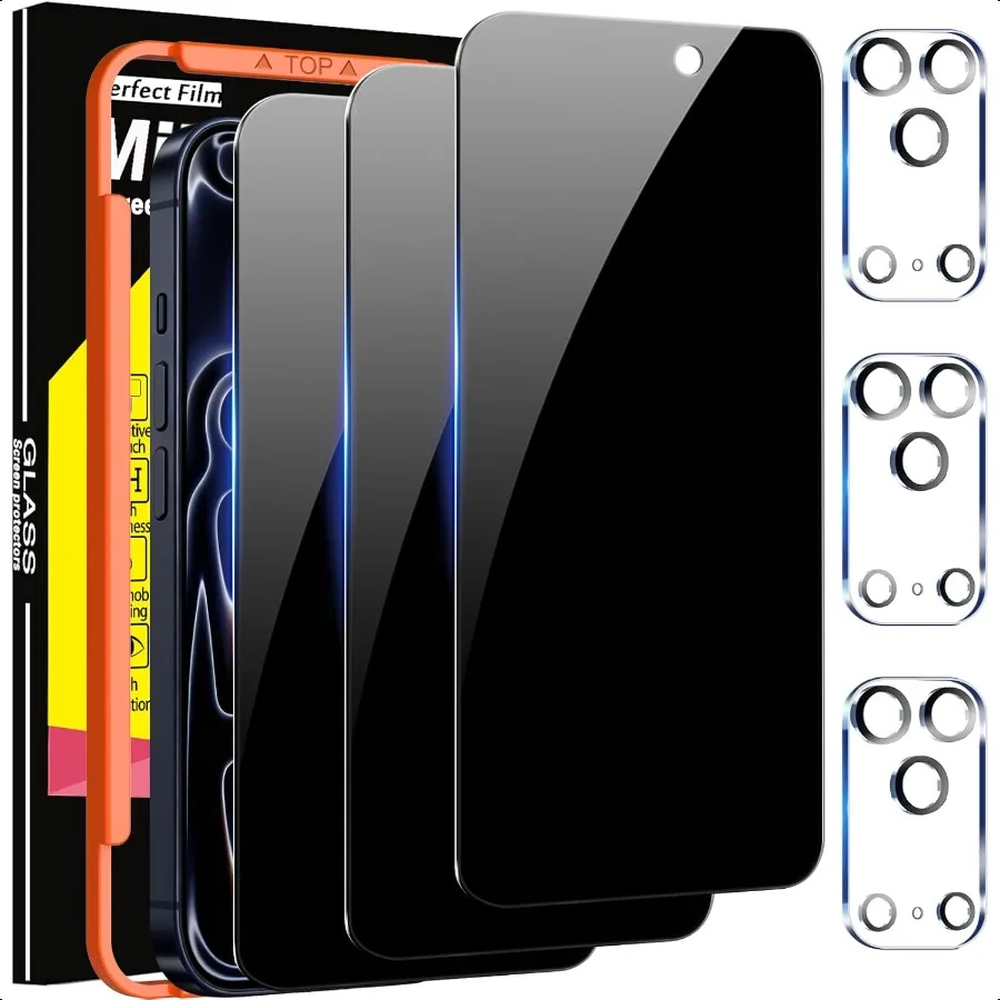 

3 упаковки защитной пленки для экрана iPhone 17 Pro Max [подходит для чехла для телефона] Аккссуары Частная пленка 3 упаковки камеры из закаленного стекла