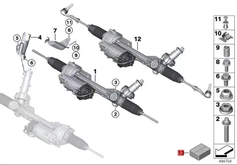 32106891974 New Steering Rack Repair Kit or Tool For BM F20 F21 F30 F32 F31 F36 F48 F25 For F Series 1 2 3 4 X1 X3 X4 Free ship